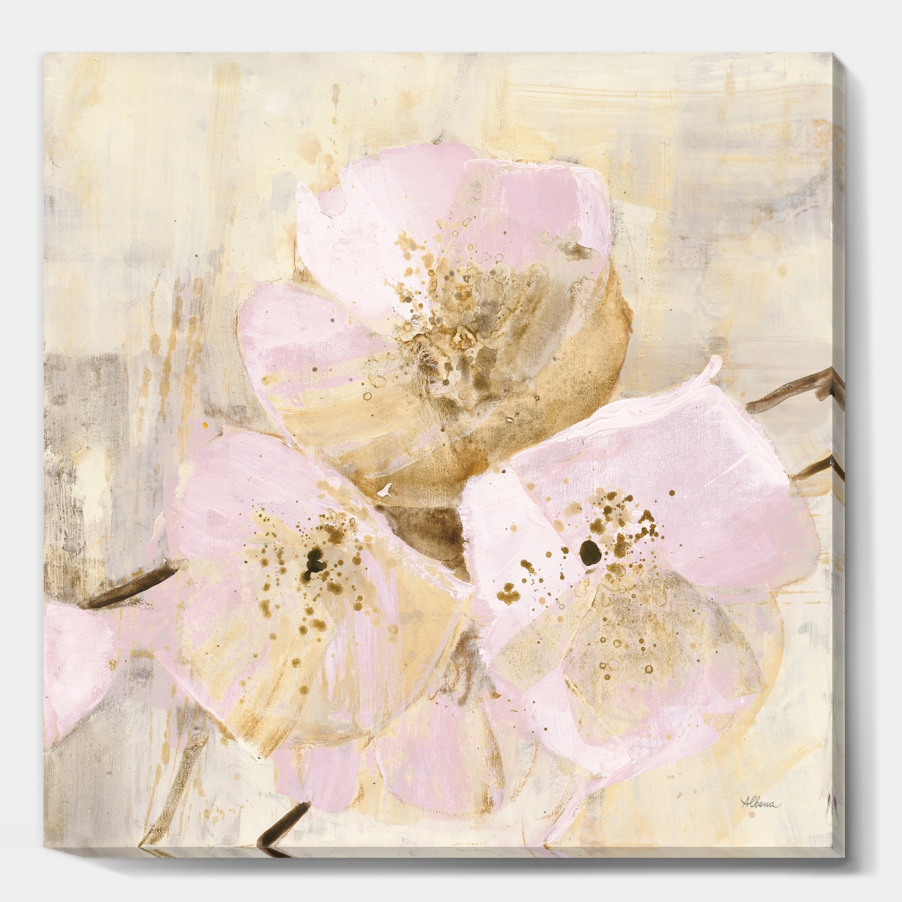 Designart - Elegance III Pink - Shabby Chic Gallery-wrapped Canvas